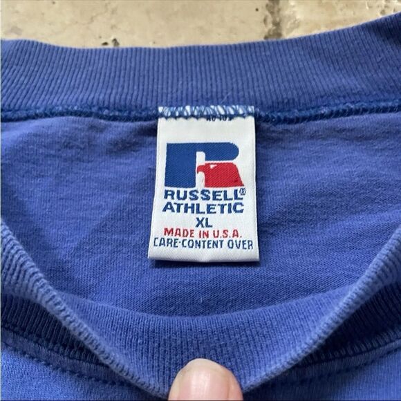 VTG RUSSELL Athletic High Cotton Long Sleeve T Shirt 90s USA Made Size Large - Picture 3 of 5